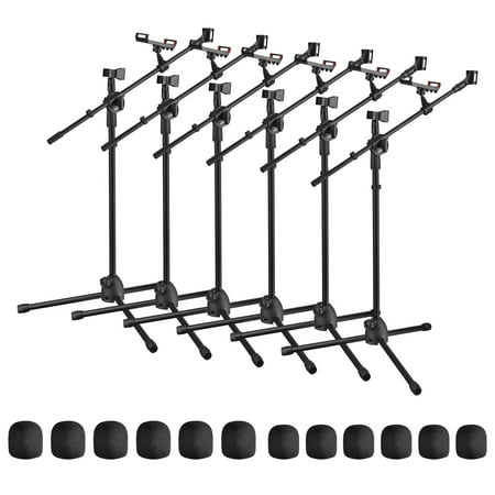 6 Packs Microphone Boom Arm Stand Dual Mic Clips Adjustable Tripod Phone Holder