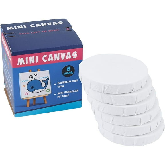 6 Packs Mini Canvas Panel 4 Inch Diameter Round Canvas Painting Sketchpad Wooden Sketchpad Drawing Board for Painting Craft Drawing White