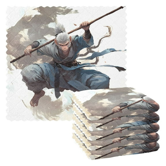 6 Packs Monkey with Stick Kitchen Dish Towels Soft Absorbent Dish Cloths 11"x11"