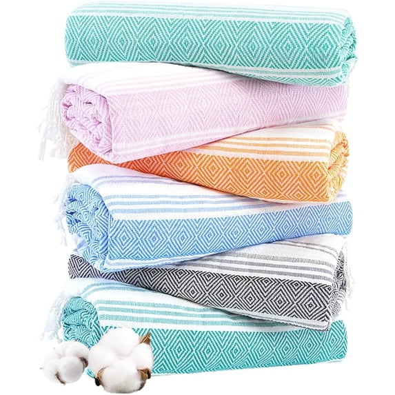 6 Packs Oversized Turkish Beach Towels Set Bulk 74"x38" Extra Large ...