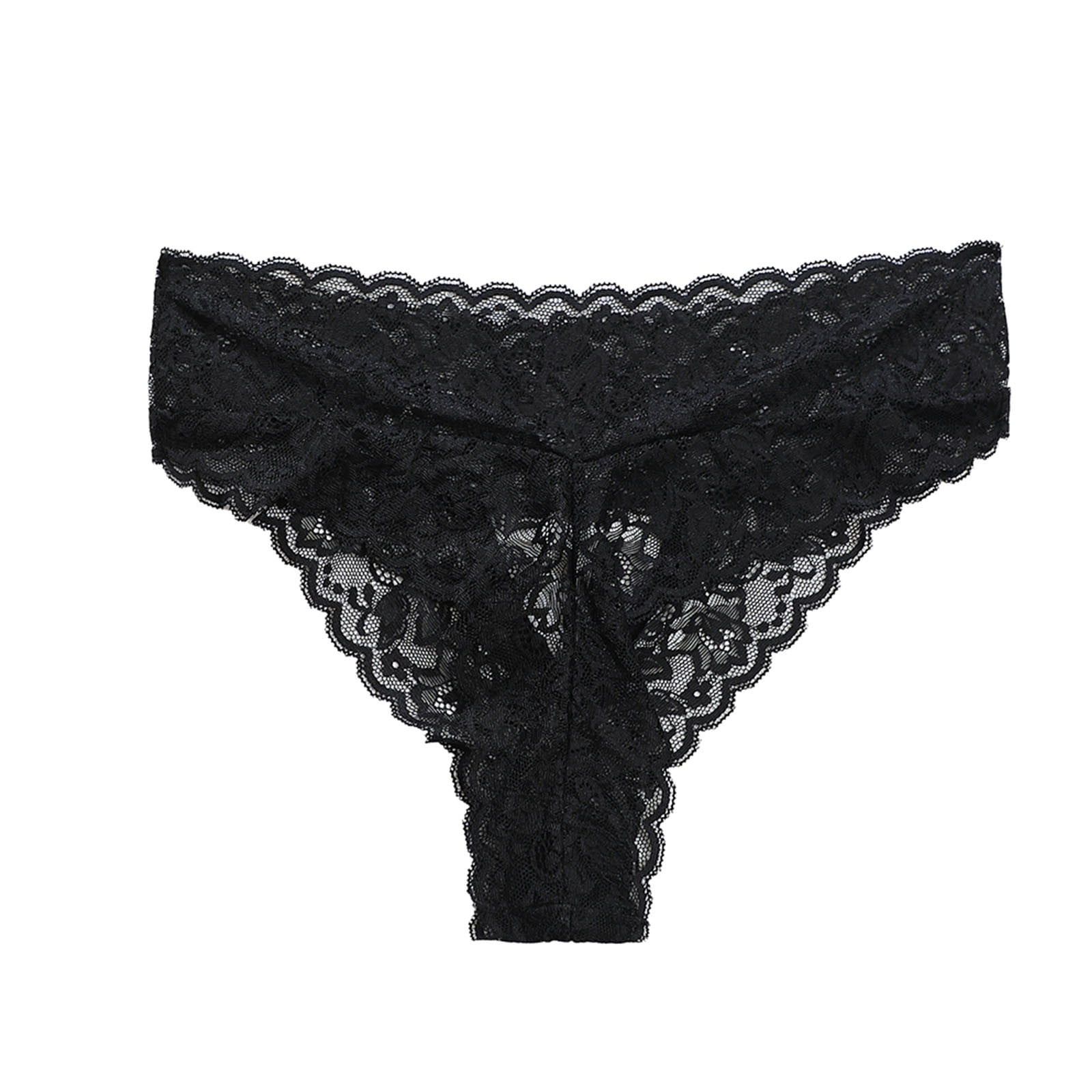 Bikini Lace Underwear Low Waist Sexy Seamless V-Shape Design for Honeymoon  Gift Bridal Shower L Black