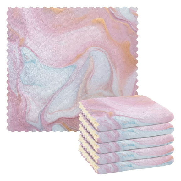 6 Packs Pink Turquoise Lavender Marble Kitchen Dish Towels Soft Absorbent Dish Cloths 11"x11"