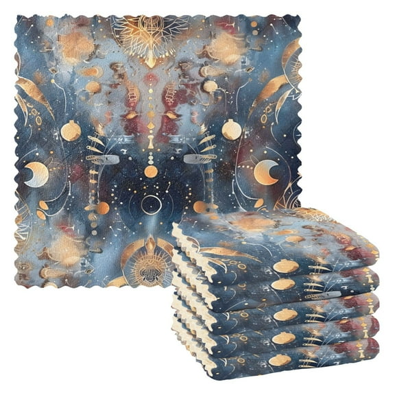 6 Packs Planetary Celestial Sky Kitchen Dish Towels Soft Absorbent Dish Cloths 11"x11"