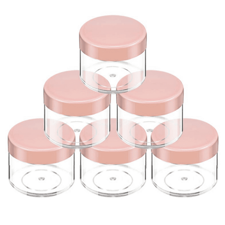 6 Pack Plastic Pot Jars Round Clear Leak Proof Plastic Cosmetic