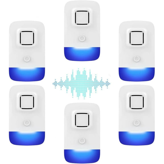 6 Packs Plug in Pest Control Indoor for Mice, Bugs, Mosquito, Rodent, Roaches, Spiders, Ultrasonic Pest Repeler for Barns Garage House Warehouse Basement Kitchen