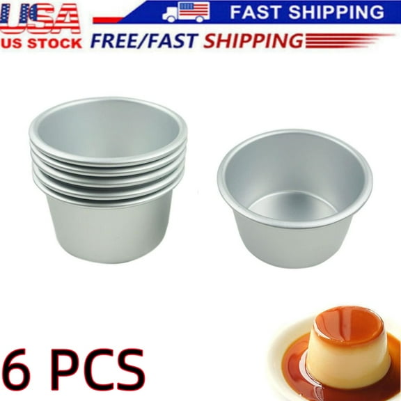 6 Packs Popover Pan, Large Individual Muffin Mold, Aluminium Pudding Cup, Chocolate Molten Mould, Raspberry Souffle Baking Maker, Brownie Tumbler for Pie, Cake