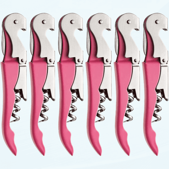 6 Packs Professional Waiters Corkscrew, Pink Wine Keys for Bartenders