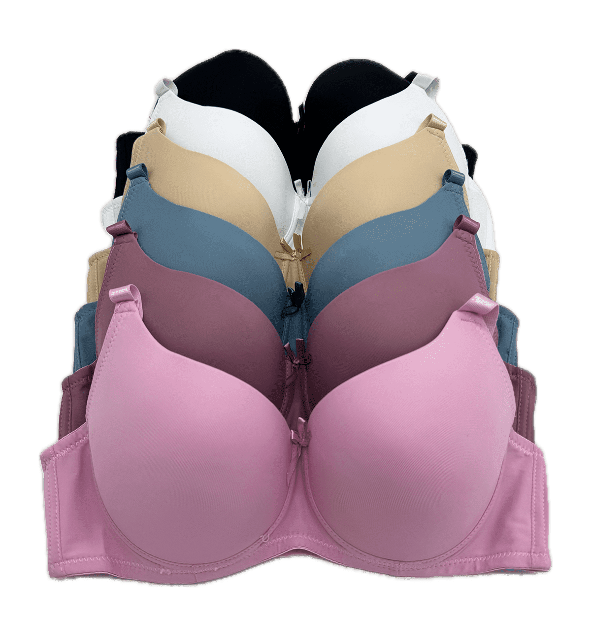 6 Packs Pushup Underwired Gentle Push Up Bra B and C Cup 34B (9355wal)
