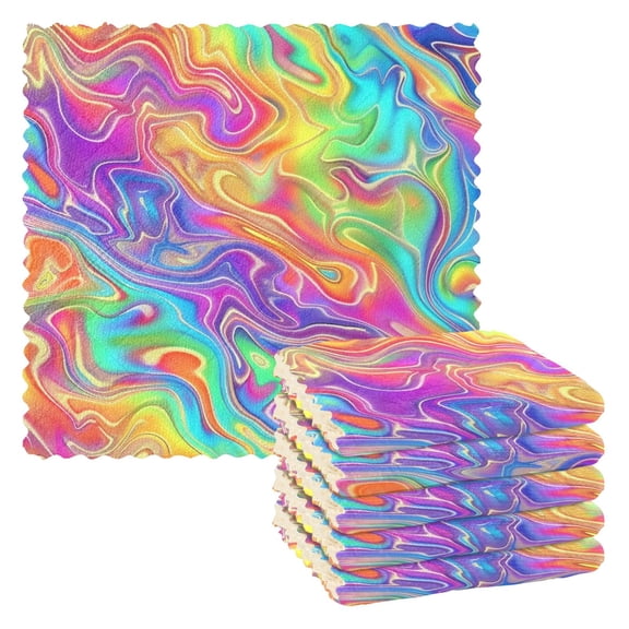 6 Packs Rainbow Tie-dye Kitchen Dish Towels Soft Absorbent Dish Cloths 11"x11"