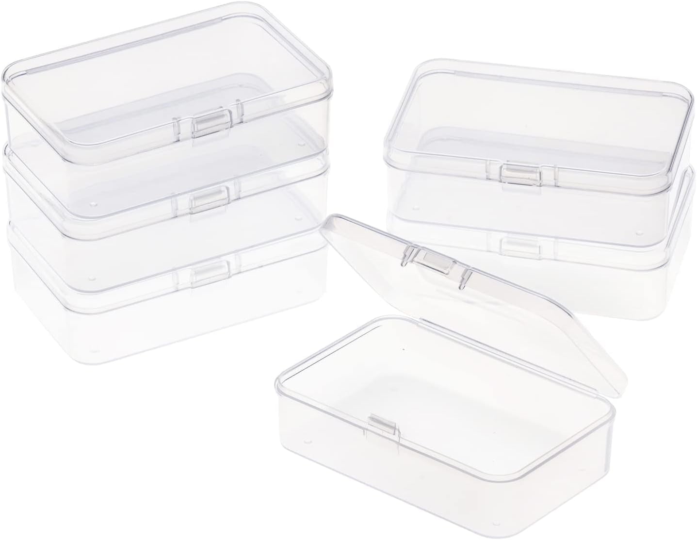 6 Packs Rectangle Small Clear Plastic Storage Containers Box Case with ...