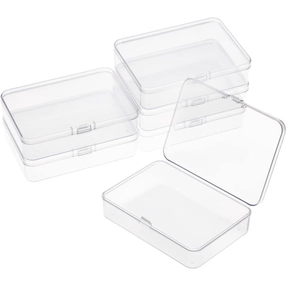 6 Packs Rectangle Small Clear Plastic Storage Containers Box Case with ...