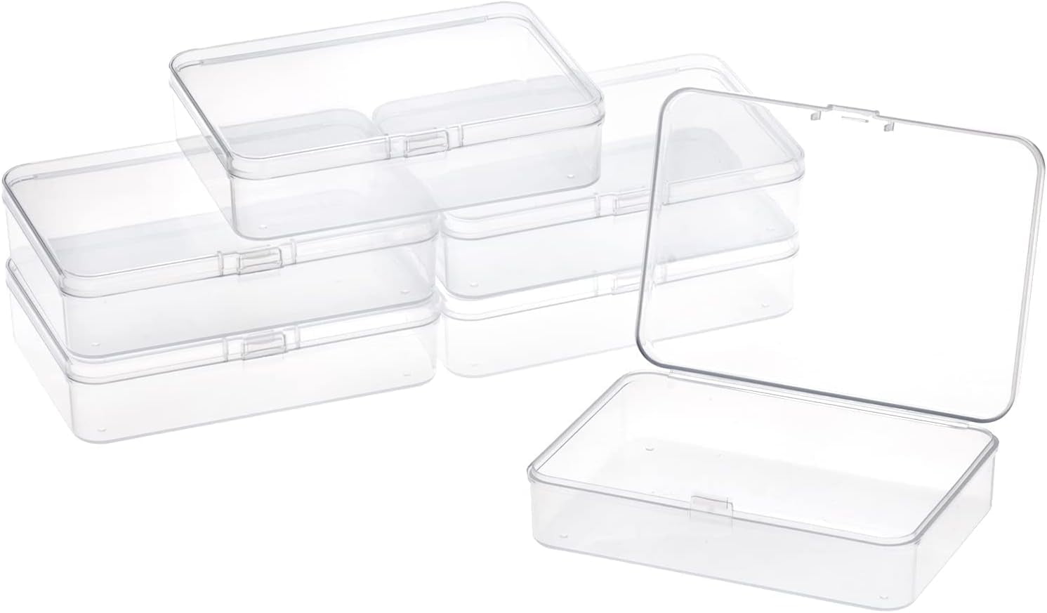 6 Packs Rectangle Small Clear Plastic Storage Containers Box Case with ...