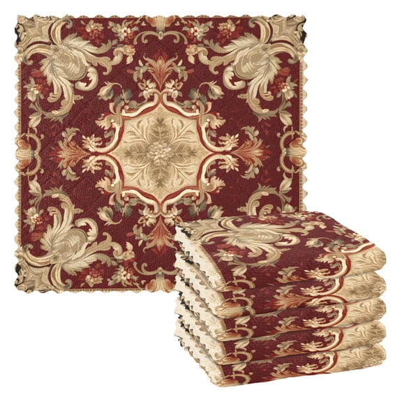 6 Packs Red Bohemian Mandala Kitchen Dish Towels Soft Absorbent Dish Cloths 11"x11"