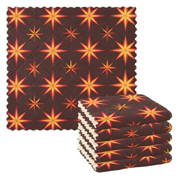 6 Packs Red Stars Kitchen Dish Towels Soft Absorbent Dish Cloths 11"x11"