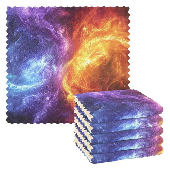 6 Packs Red and Purple Nebula Kitchen Dish Towels Soft Absorbent Dish Cloths 11"x11"