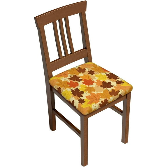 6 Packs Removable Chair Seat Covers for Dining Room, Maple Leaves Stretchable Office Kitchen Chair Slipcovers Cushion Protector Colorful Fall Furniture Decor, 16.9x16.9 Inches