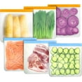 thumbnail image 1 of 6 Packs Reusable Silicone Food Storage Bags, Reusable Gallon Freezer Bags, Large Size Food Storage Bags, Extra Thick Zip Lock bag for Sandwich, Snack, Meat, Vegetables, Fruits, 1 of 5