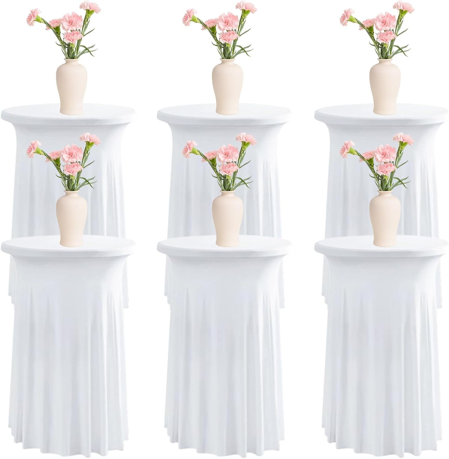 Merkaunis 6-Pack Round Black Table Skirts – 31.5x43.3 Inch Spandex Stretch Covers For Cocktail Tables - View #4