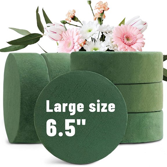 6 Packs Round Floral Foam Blocks6.5'' Large Dry for Artificial Flowers,Flower Blocks Wedding Aisle Flowers Party Decoration