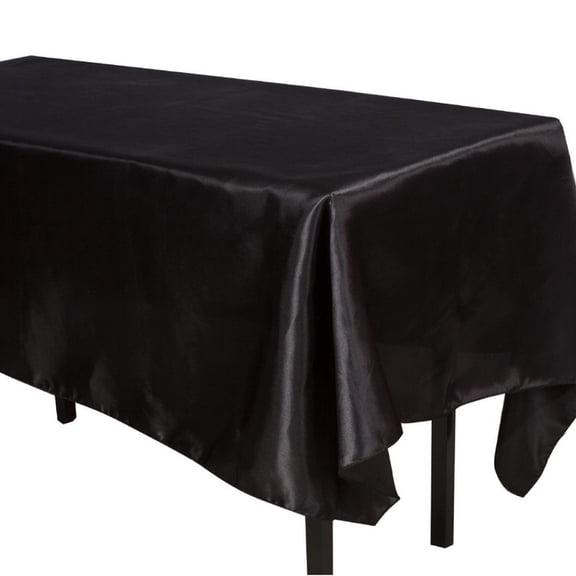 6 Packs Satin Tablecloth 118 x 57 Inch Overlay Satin Table Cover Rectangle Bright Silk Tablecloth Smooth Fabric Table Decoration for Wedding Banquet Party Events, Black