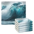 thumbnail image 1 of 6 Packs Sea Wave Kitchen Dish Towels Soft Absorbent Dish Cloths 11"x11", 1 of 9