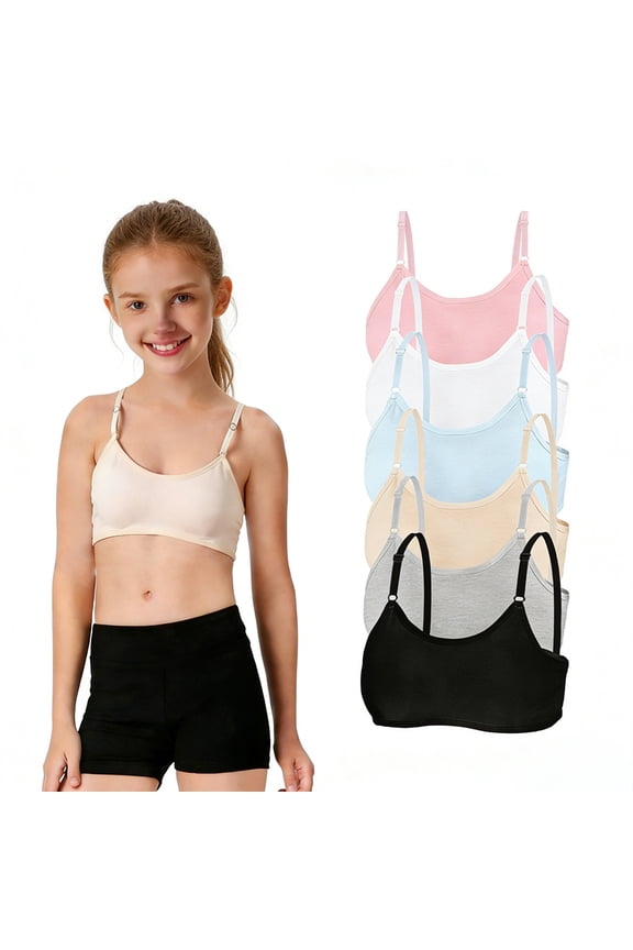 6 Packs Seamless Bra Comfort Flex Fit for Big Girls Pull-on Design Adjustable Straps Girl Teens