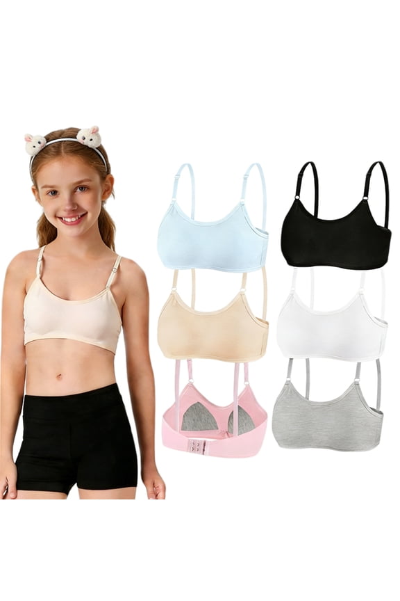 6 Packs Seamless Comfort Flex Fit Bra Big Girls Pull-on Design Adjustable Straps for Girl Teens
