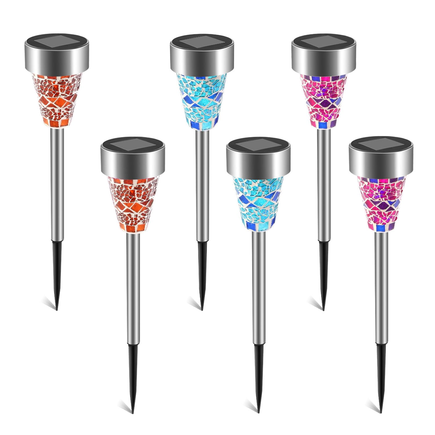 6 Packs Solar Garden Lights Outdoor Solar Pathway Lights IP44 Water-resistant Landscape Lights 8Hrs Lawn Lamps for Yard Driveway Walkway