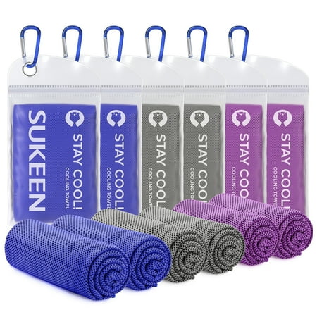 6 Packs Sukeen Cooling Towel,(40"x12") Instant Cooling Towels for Neck, Ice Towels Microfiber Towels for Sports Gym Fitness Yoga Jogging Running & Outdoor Activities