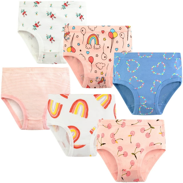 6 Packs Toddler Girls Underwear ,Girls Cotton Panties Size 2T 3T 4T 5T