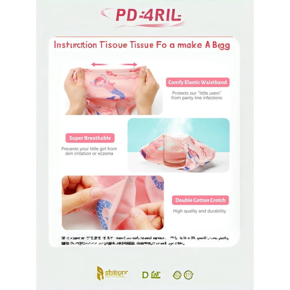 Ingzy 100% Cotton Toddler & Little Girls Underwear, 6-Pack Soft Comfortable Kids Panties & Undies for Big Girls Ages 2-7 Years