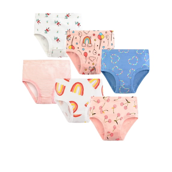 Ingzy 100% Cotton Toddler & Little Girls Underwear, 6-Pack Soft Comfortable Kids Panties & Undies for Big Girls Ages 2-7 Years