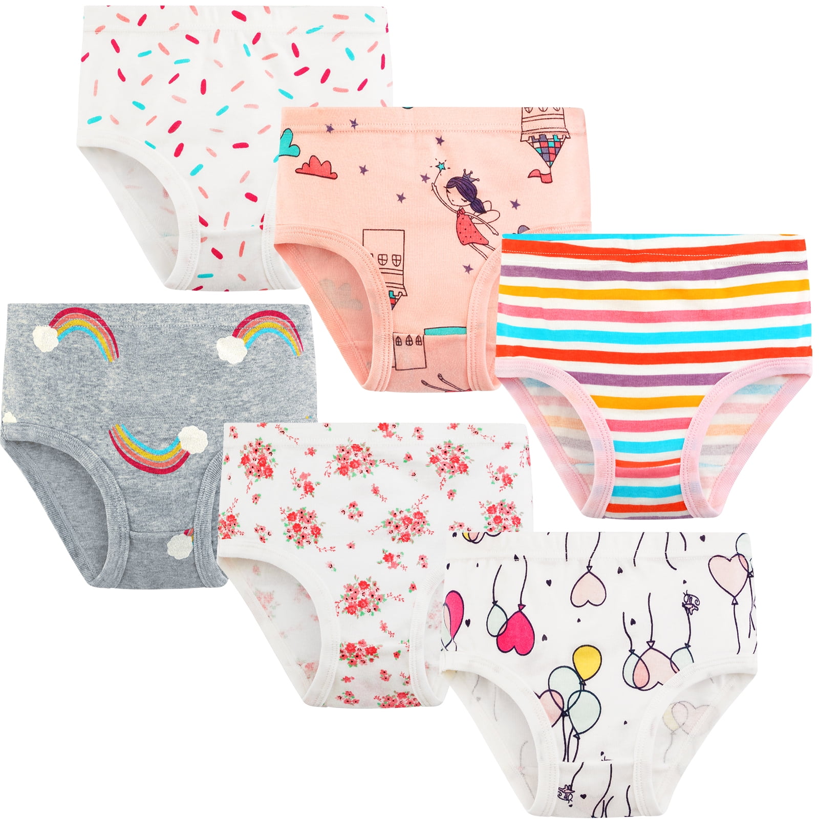 6 Packs Toddler Little Girls Kids Underwear Cotton Briefs Size 2T 3T 4T 5T  6T 