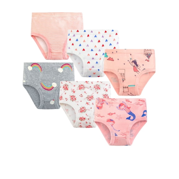 Ingzy 100% Cotton Toddler & Little Girls Underwear, 6-Pack Soft Comfortable Kids Panties & Undies for Big Girls Ages 2-7 Years