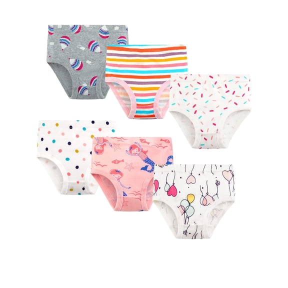 Ingzy 100% Cotton Toddler & Little Girls Underwear, 6-Pack Soft Comfortable Kids Panties & Undies for Big Girls Ages 2-7 Years