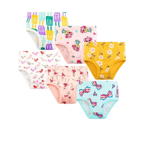 Ingzy 100% Cotton Toddler & Little Girls Underwear, 6-Pack Soft Comfortable Kids Panties & Undies for Big Girls Ages 2-7 Years