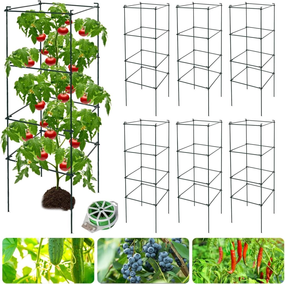 6 Packs Tomato Cages for Garden, 12"×12"×39" Plant Support Cage with ...