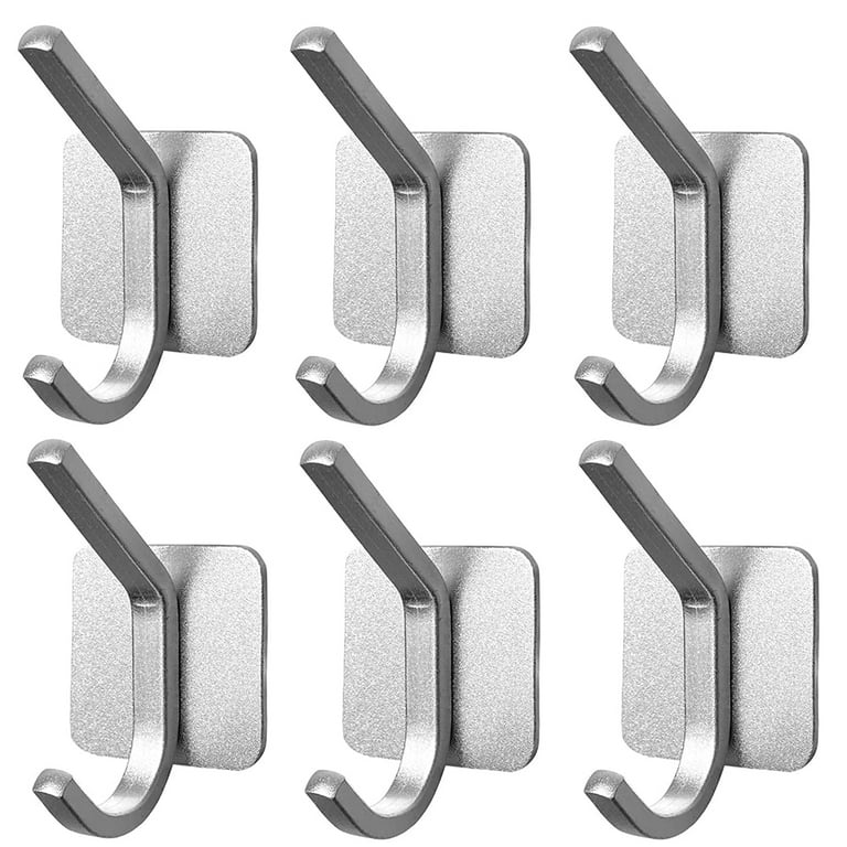 SUNFICON Adhesive Hooks 8 Pack, Towel Hooks for Bathrooms Heavy Duty Wall  Hooks Waterproof 304 Stainless Steel Sticky Hook for Hanging Coats Keys