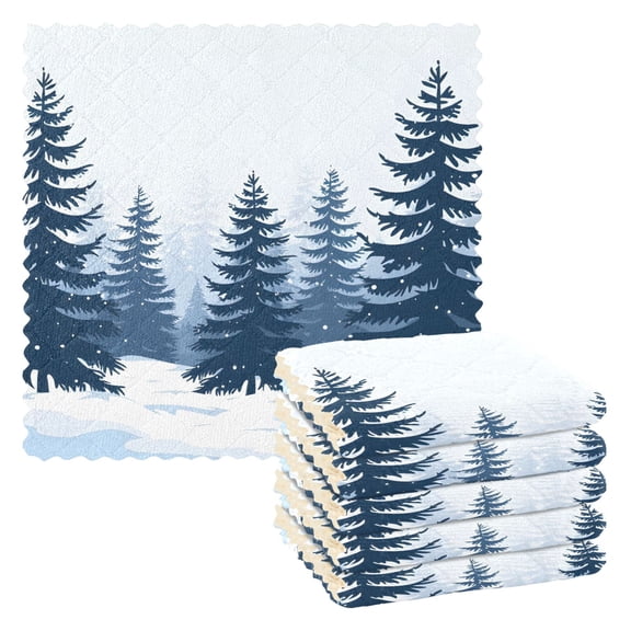 6 Packs Trees Forest Snow Kitchen Dish Towels Soft Absorbent Dish Cloths 11"x11"