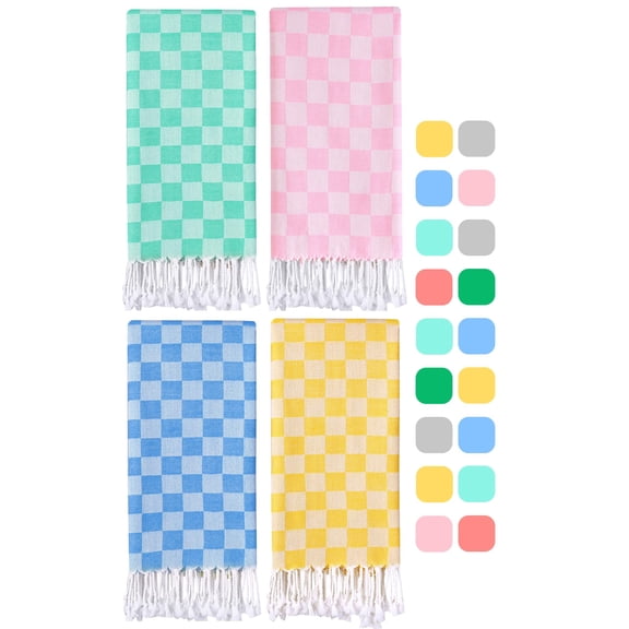 6 Packs Turkish Beach Towel Vacation Essentials Blanket Set Pool Bath Towels Bulk Multipack Travel Sand Free Quick Dry Extra Large Oversized Cute Big Soft Lightweight Compact Checkered Cloud Women