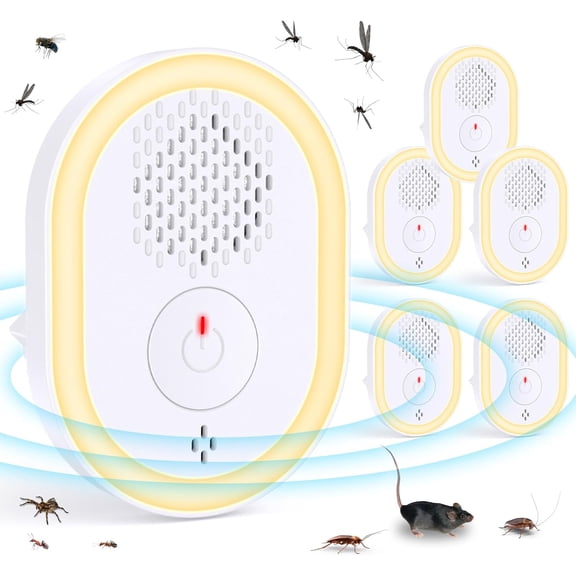 6 Packs Ultrasonic Pest & Insect Repeler, Ultrasonic Pest Repelent for Mouse, Bugs, Roach, Rats, Mice, Mosquito, Rodents, Spider, Pest Control Plug in Indoor for House, Kitchen, Garage