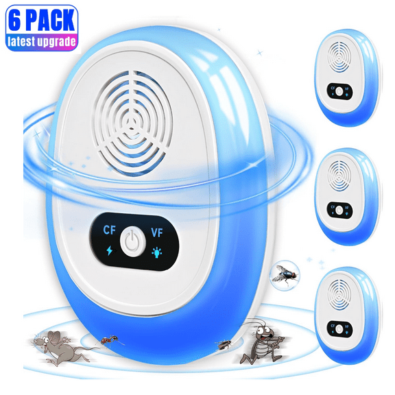 6 Packs Ultrasonic Pest Repeler, Mice Repelent Ultrasonic Plug in, Electric Pest Control Plug in Indoor for Mouse, Rats, Roach, Rodent, Bugs, Ants, Spider for House, Kitchen, Office