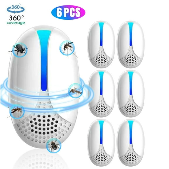 6 Packs Ultrasonic Pest Repeler, Pest Control Plug in Indoor for Mouse, Roach, Rodent, Bugs, Mice, Mosquito, Spider Repelent, Electronic Mouse Deterent for House, Kitchen, Office, Garage