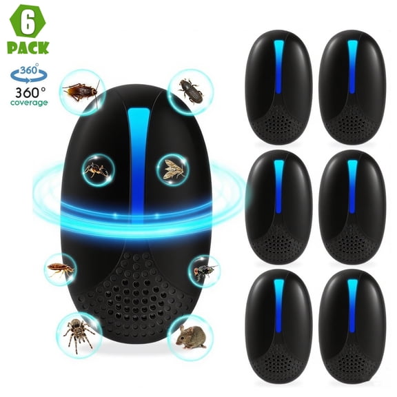 6 Packs Ultrasonic Pest Repeler Plug in, Electric Mouse Repelent Indoor for Roach, Rodent, Spider, Bugs, Ant, Rat, Mice, Insect, Pest Control for House, Kitchen, Office, Garage