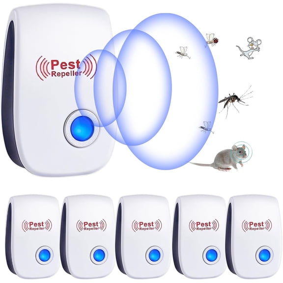 6 Packs Ultrasonic Pest Repeller, Electronic Rodent Repellent, Plug in Indoor Mice Repellent for Insects, Spiders, Mosquitoes, Bugs