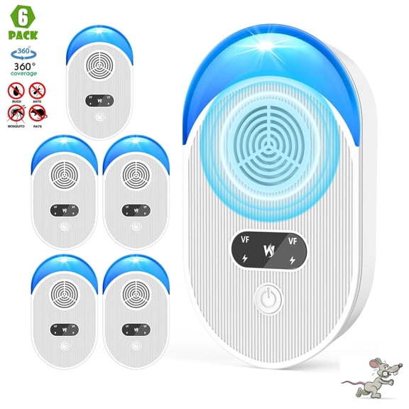 6 Packs Ultrasonic Pest Repeller Indoor, Mouse Traps Home Use, Electronic Plug in Pest Control for Mice, Bugs, Roach, Rat, Rodent, Mosquitoes, Spider Mouse Repelent for House Kitchen Office Garage