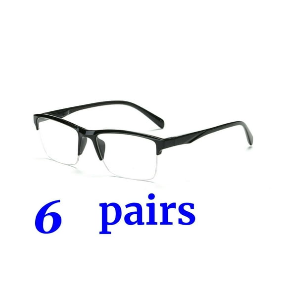 6 Packs Unisex Fashion Square Half Frame Reading Glasses Spring Hinge Readers for Men Women +2.50