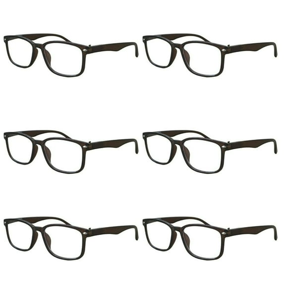 6 Packs Unisex Square Frame Blue Light Blocking Computer Reading Glasses Readers for Men Women +3.50