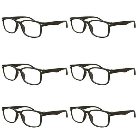 6 Packs Unisex Square Frame Blue Light Blocking Computer Reading Glasses Readers for Men Women +4.00