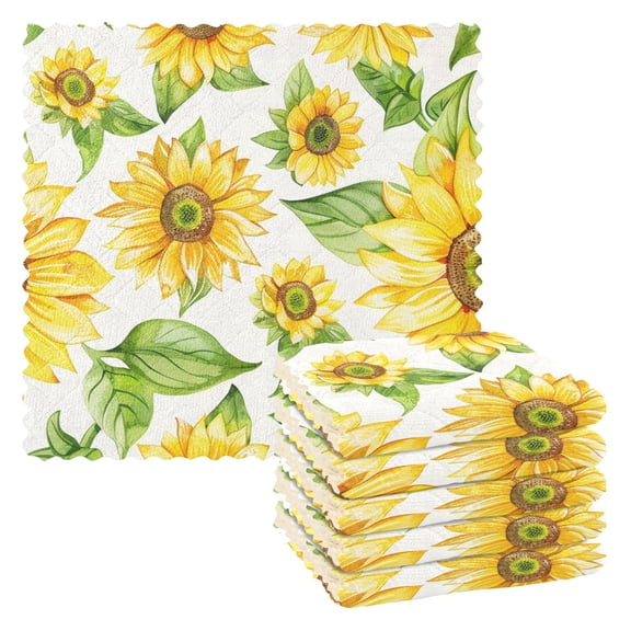 6 Packs Watercolor Sunflowers Kitchen Dish Towels Soft Absorbent Dish Cloths 11"x11"